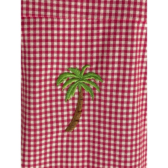 Quacker Factory Lightweight Jacket Fuchsia White Gingham Palm Trees Embroidery - Picture 4 of 8